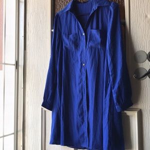 Blue long dress shirt